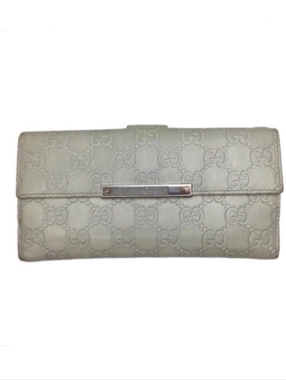 Gucci Guccisima Double G Embossed Gray Leather Bifold Flap Front Snap Wallet